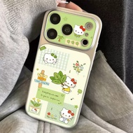 Fresh Green Plant Hello Kitty Print Matte Phone Case For Realme C2 11 14x 15 20 21 25 30 31 33 35 51