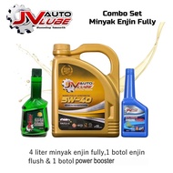 [Bundle Deal] JV Auto Lube Set 5W-40 Fully (4 Liter) + Engine Flush (1 Bottle) + Power Booster (1 Bo