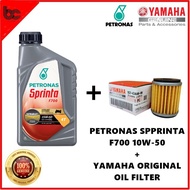 PETRONAS SPRINTA F700 15W-50 Semi Synthetic 4T + YAMAHA ORIGINAL OIL FILTER / ENGINE OIL / MOTOR OIL / MINYAK HITAM