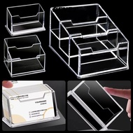 GFNET 1Pcs Business Card Box, Acrylic Plastic Display Stand Bussiness Card Holder,  Transparent 1/2/