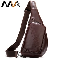 MVA 100% Genuine Leather Men's Shoulder Bag Men's Messenger Bag Small Crossbody Bags For Men Chest Pack Leather Sling Bags Men
