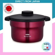 [Direct from Japan] Thermos Vacuum Heat Insulation Cooker Shuttle Chef 2.8L (for 3~5 people) Red Cooking Pot Fluorine Coating KBJ-3001 R