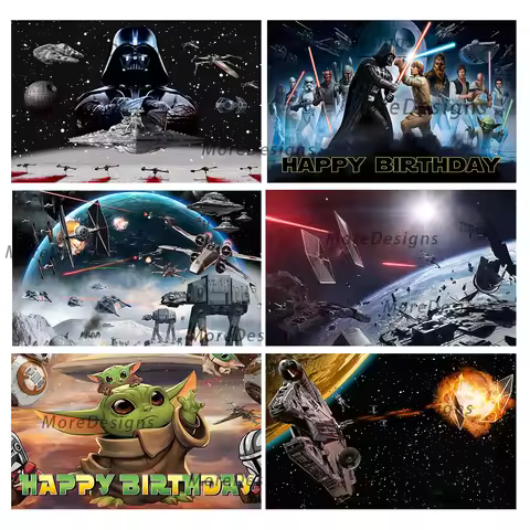 HEROCROSS Star Wars Photo Backdrop Boys Birthday Party Decoration Yoda Baby Shower Vinyl Polyester P