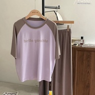 Ruo Bei Xuan ชุดใส่ในบ้านพิมพ์ลายตัวอักษรสำหรับผู้หญิงระบายอากาศได้ดีและมีสไตล์