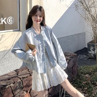 GS.ART GS.ART Light Blue Lace Baseball Uniform Jacket Korean Thin Style Fashion Jacket