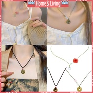 ci 2023 Niche Self-Made National Trend Jade Beads Lucky All-Matched Camellia Necklace Retro Flower L