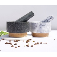 Set Pestle and Mortar Stone Spice Grinder Lesung Batu Giling Penumbuk Cili