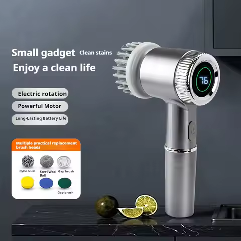 Electric Spin Scrubber, Bathroom Cordless Cleaning Brush Power Scrubber with 5 Replaceable Brush Hea