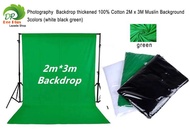 Photography Backdrop thickened 100% Cotton 2M x 3M Muslin Background 3colors (white black green) ฉากหลังการถ่ายภาพหนา 2M x 3Mมัสลินผ้าฝ้าย 100% 3สี ( สีขาว สีดำ สีเขียวพื้นหลัง )