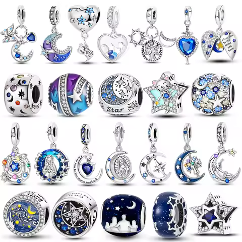 2025 Lucky Star Series 925 Sterling Silver Sparkling Star Heart Beads Charms Pendent Fits 925 Origin