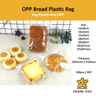 Beg Plastik [200pcs] [7 Sizes] Opp Bread Plastic Bag / OPP Transparent @Bread Bag@ / Bakery Transpar