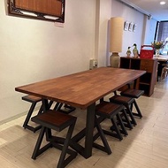 柚木拼板桌/會議桌/餐桌/工作桌/烤漆腳