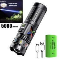 Alonefire X101 5000Lumen Zoom Beam Light LED High Power Flashlight USB Rechargeable Outdoor Camping 