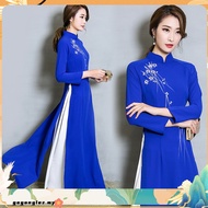 Graceful Vietnam Style Floral Traditional Dress for Women Asian Clothes Plus Ao Dai Clothing Cheongsam