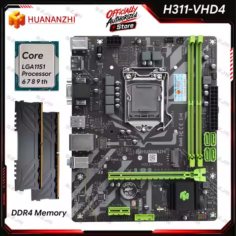 HUANANZHI H311-VHD4 Motherboard Supper DIY Kit Intel Core i3 i5 6th 7th 8th 9th Gen CPU DDR4 RAM M.2