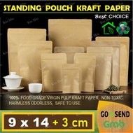 9x14 - STANDING POUCH KRAFT PAPER Aluminum Foil - Coffee Packaging - SNACK - Spices - Powder - Alumi