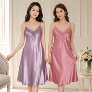 Piyama Piyama Pullover Pakaian Rumah Sutera Nipis Lengan Pendek Kasual Wanita Kasual