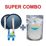 Combo 2 Khuôn đổ bánh xèo Bình Định và 1kg bột bánh xèo tặng cán gỗ đủ size 15 17 20cm chảo bánh xèo