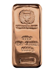 Germania Mint 1000 gram Poured .9999 Fine Cu Copper Bar 1kg 1 kg 1 kilo 1000g 1000 g