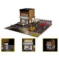 GFans ใหม่ล่าสุดรุ่น 1:64 Scale Diorama รถโรงรถพร้อมไฟ LED ที่จอดรถเมือง DIY ชุดคอลเลกชันจอแสดงผลของ