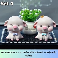 Trang trí taplo ô tô set gia đình heo đội mũ lắc lư heo vui vẻ dễ thương hàng đẹp