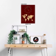 FRAME DECO JAM PETA DUNIA 18X24 INCH (1 PANEL)