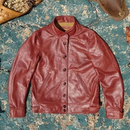 Einstein Style Genuine Leather Jacket Wax Cowhide Mens Turn-down Collar Business Gentleman Style Aut