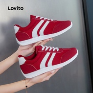 Lovito Sporty Plain Red Forrest Gump Shoes Lightweight Running Student Movement Fashion Sneakers for