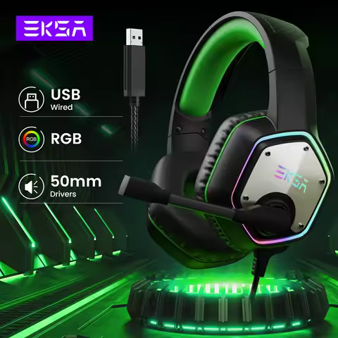 Gaming Headphones For PC/PS4/PS5 EKSA E1000 7.1 Surround RGB Gaming Headset Gamer USB Wired Headphon