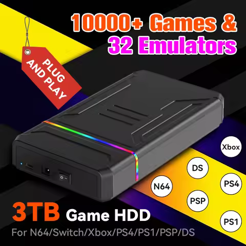 3TB External Retro Game HDD Emulator Game Consoles For N64/Xbox/Switch/PS4/PS1/DS Launchbox Game Har