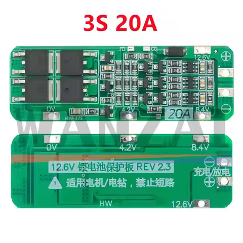 3S 20A Li-ion Lithium Battery 18650 Charger PCB BMS Protection Board For Drill Motor 12.6V Lipo Cell
