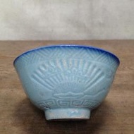 WH11662【四十八號老倉庫】全新 早期 台灣 扇鳥竹花紋 古早碗 飯碗 米糕碗 碗粿碗 11.8cm 1碗價【懷舊收