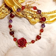【訂製款 06】橙紅石榴 紫晶 | 同人水晶 DIY設計手鏈