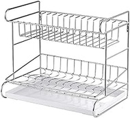 Space Saving Dish Rack 2 Tier Dish Rack 304 Stainless Steel Dish Drainer Rack Holder Dish Drying Rack With Removable Draining Dish Drying Rack