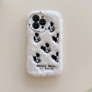3D Soft Plush Disney Mickey Senior Phone Case For iPhone 14 15 16 Plus 13 Pro Max 11 12 Warm Winter