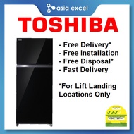 TOSHIBA GR-AG55SDZ(XK) 510L GLASS BLACK 2 DOOR TOP FREEZER REFRIGERATOR
