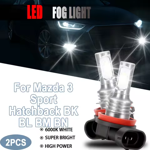 2PCS H11 Led Fog Lights Bulb 6000K White Car Driving Running Lamp High Power For Mazda 3 Sport Hatch