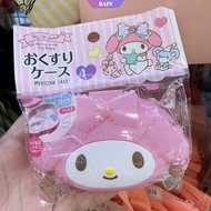 Kawaii Sanrio Anime My Melody Medicine Box Candy Box Portable Storage Travel Organizer Four Grids Pill Jewelry Dispenser Cartoon Cute Stickers [RAIN]