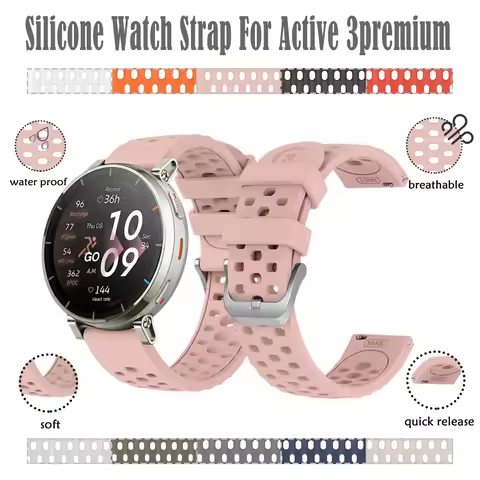 Official Style Silicone Watch Strap for Amazfit Active 3 Premium Sports Breathable Watch Strap for A