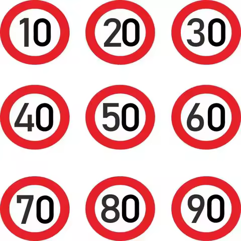 High Quality Fashion Car Sticke Decalr,speed Limit 10 20 30 40 50 60 70 80 90 Km/h for Various Car D