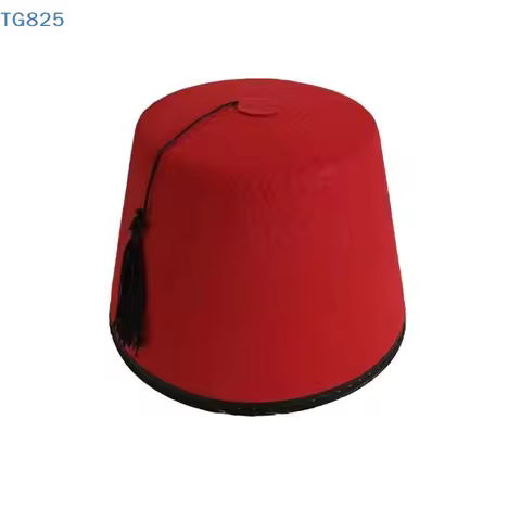 【AN】【AN】Round Felt Fez Cap Breathable Red Color Fez Hat Moroccan Hat Cosplay Turkish Tassels Cap Fes