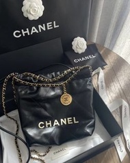 CHANEL MINI BAG 23S HANDBAG 垃圾袋菱形格紋 抽繩開合鏈條 亮紋小牛皮 水桶包 單肩斜孭袋 迷你 黑色 ｜AS3980-B08037-94305｜全新正版正貨