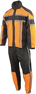 SH233102 Men's Black and Orange Water Resistant Rain Suit with Reflective Tape