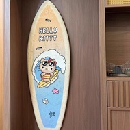 Hello Kitty Surfing Rug - Plush Tanned Skin KT Bedside Carpet with Strip Design, Girls Room Decor Fl