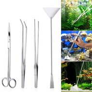 4Pcs Stainless Steel Aquarium Plant Tool Set Terrarium Plant Tweezers Gravel Scissors Spatula Steel Waterweed Kit Fish Tank