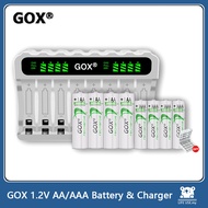 GOX 1.2V 900mAh AAA OR 2450mAh AA Rechargeable Battery And GOX LCD Smart Charger