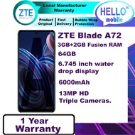 8.15 ZTE Blade A72 [3GB+2GB Fusion RAM + 64GB | 6.745 inch water drop display]