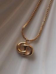 Christian Dior 迪奧 CD Logo 項鍊 金色 古董精品