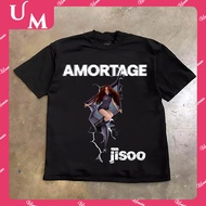 KPOP BLACKPINK JISOO ALBUM AMORTAGE Merch Cotton T-shirt Men's and Women's Vintage Korean Fashion Tr