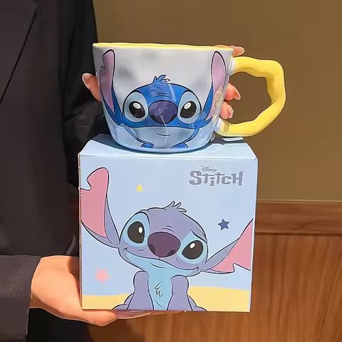 Stitch Ceramic Mug New Cute Coffee Cup with Handle Birthday Christmas Present Office Home Use Collag